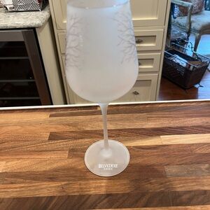 Belvedere frosted tree wine/ drink goblet glass. So pretty!